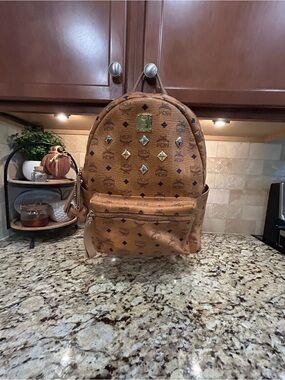 brandenburg backpack in monogram leather MCM Canvas Nappa Cubic Medium Black White 1832229 MCM brandenburg Backpack